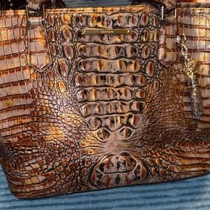 Brahmin Tan and Brown Crocodile Embossed Tote & Wallet